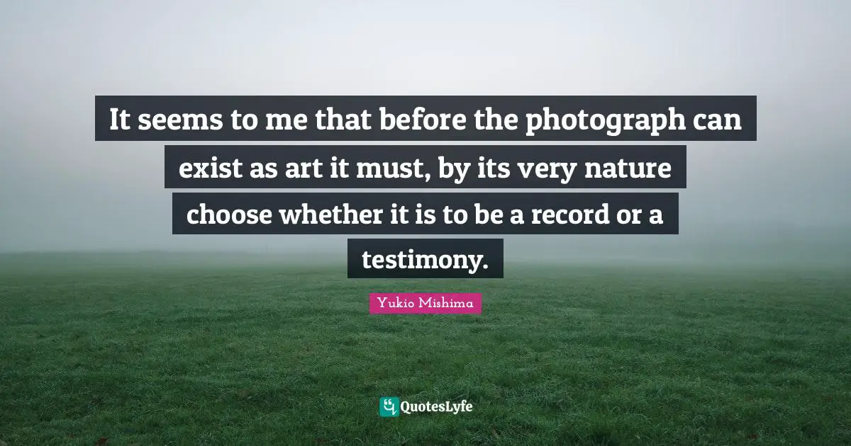 It seems to me that before the photograph can exist as art it must, by its very nature choose whether it is to be a record or a testimony.