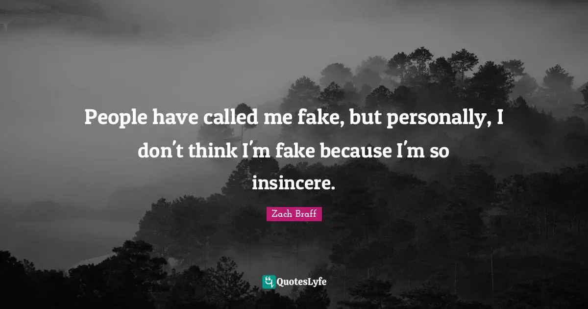 People have called me fake, but personally, I don't think I'm fake because I'm so insincere.