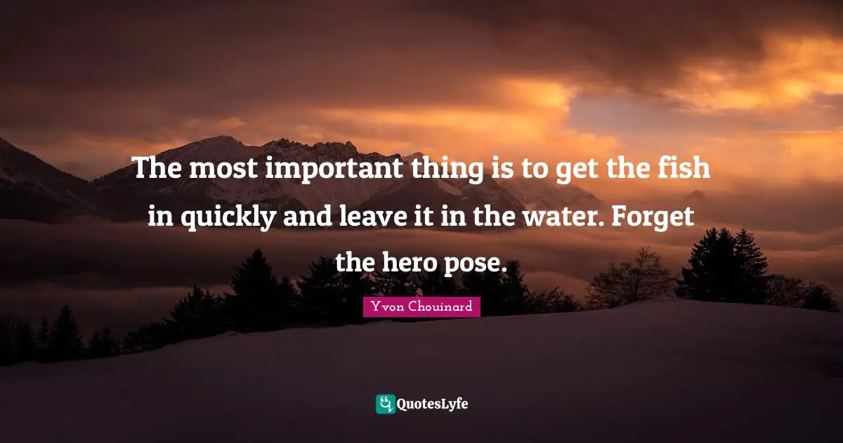 The most important thing is to get the fish in quickly and leave it in the water. Forget the hero pose.