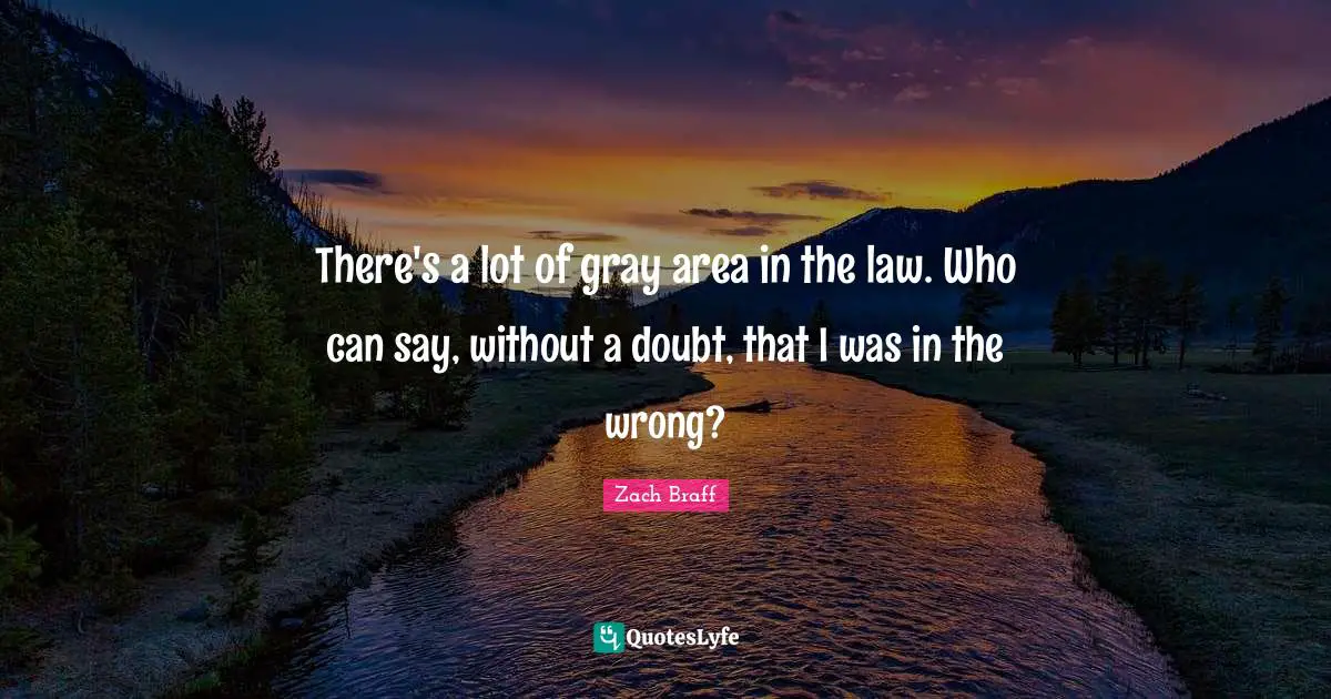 There's a lot of gray area in the law. Who can say, without a doubt, that I was in the wrong?