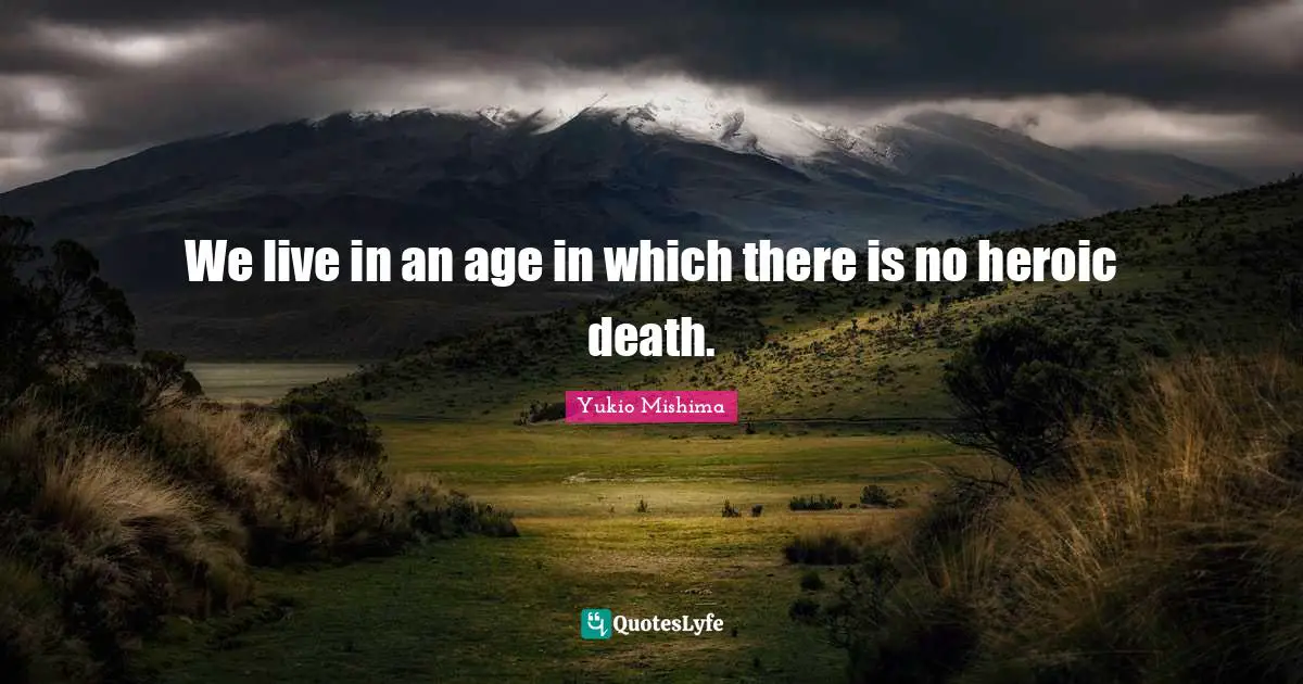 We live in an age in which there is no heroic death.