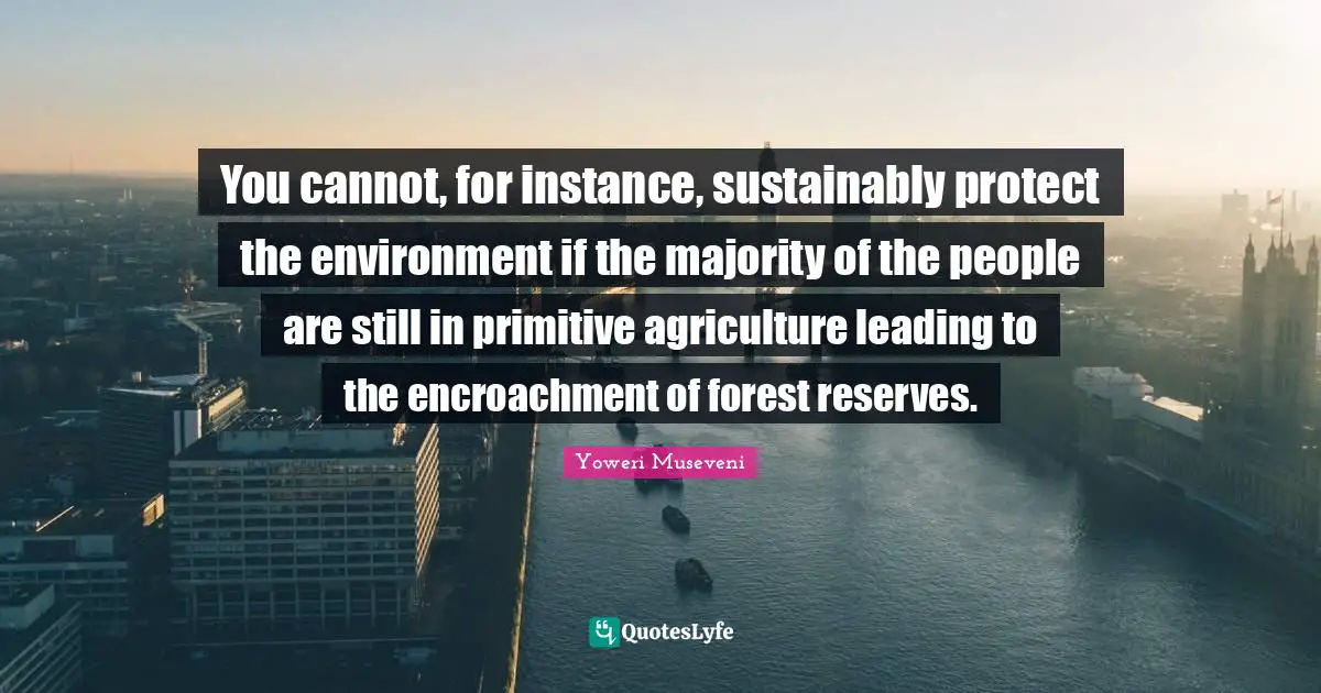 Reserves Quotes: "You cannot, for instance, sustainably protect the environment if the majority of the people are still in primitive agriculture leading to the encroachment of forest reserves."