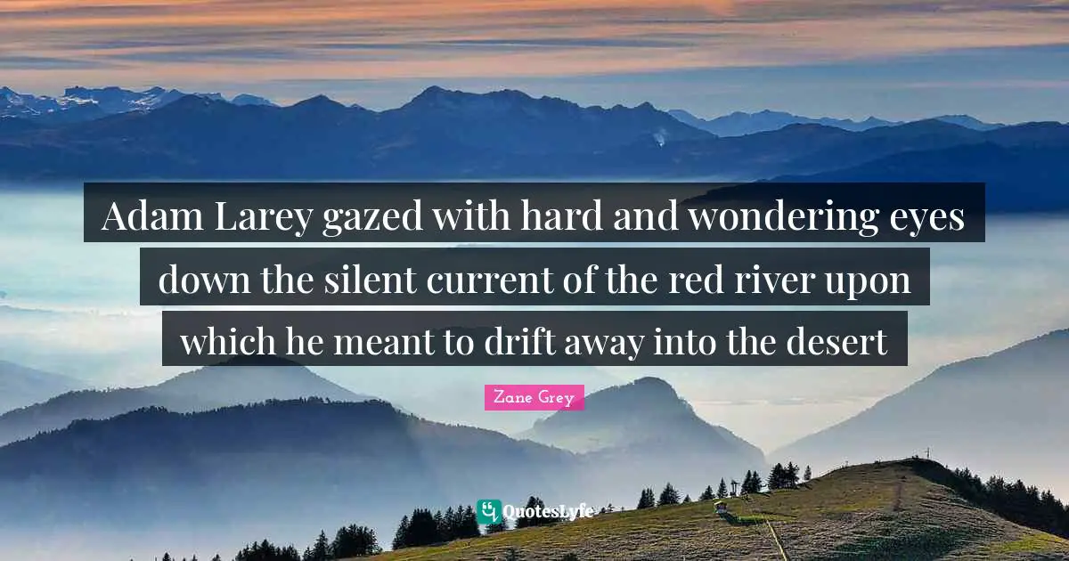 Adam Larey gazed with hard and wondering eyes down the silent current of the red river upon which he meant to drift away into the desert
