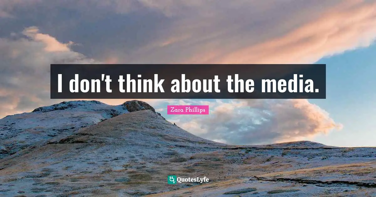 I don't think about the media.