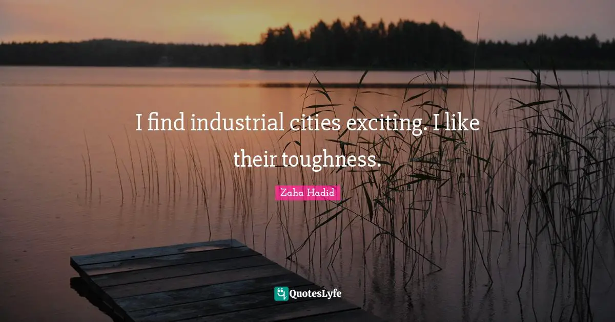 Zaha Hadid Quotes: I find industrial cities exciting. I like their toughness.
