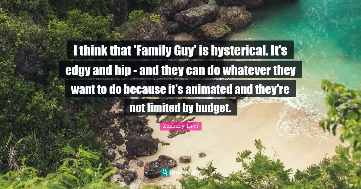 I think that 'Family Guy' is hysterical. It's edgy and hip - and they can do whatever they want to do because it's animated and they're not limited by budget.