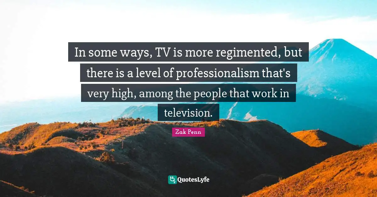 In some ways, TV is more regimented, but there is a level of professionalism that's very high, among the people that work in television.