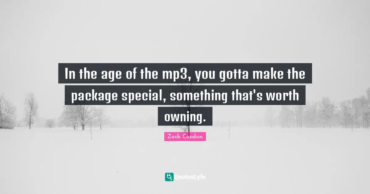 In the age of the mp3, you gotta make the package special, something that's worth owning.