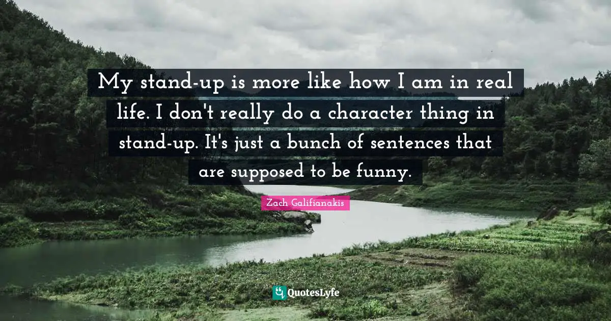 My stand-up is more like how I am in real life. I don't really do a character thing in stand-up. It's just a bunch of sentences that are supposed to be funny.