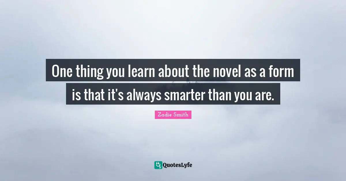 One thing you learn about the novel as a form is that it's always smarter than you are.