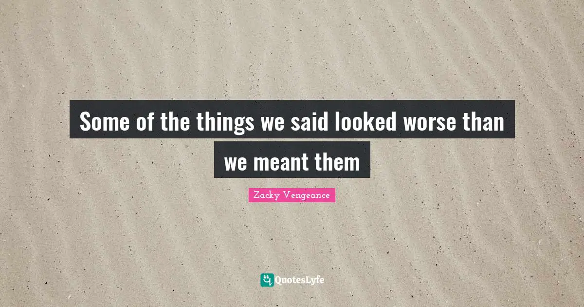 Zacky Vengeance Quotes: "Some of the things we said looked worse than we meant them"