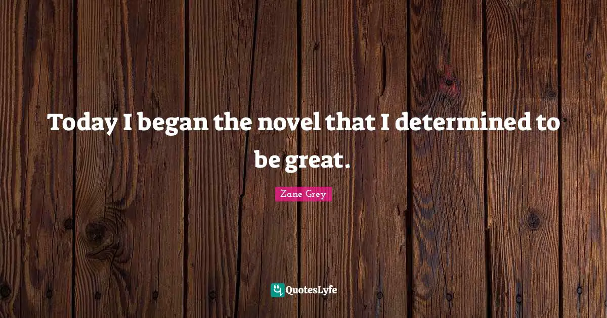 Today I began the novel that I determined to be great.