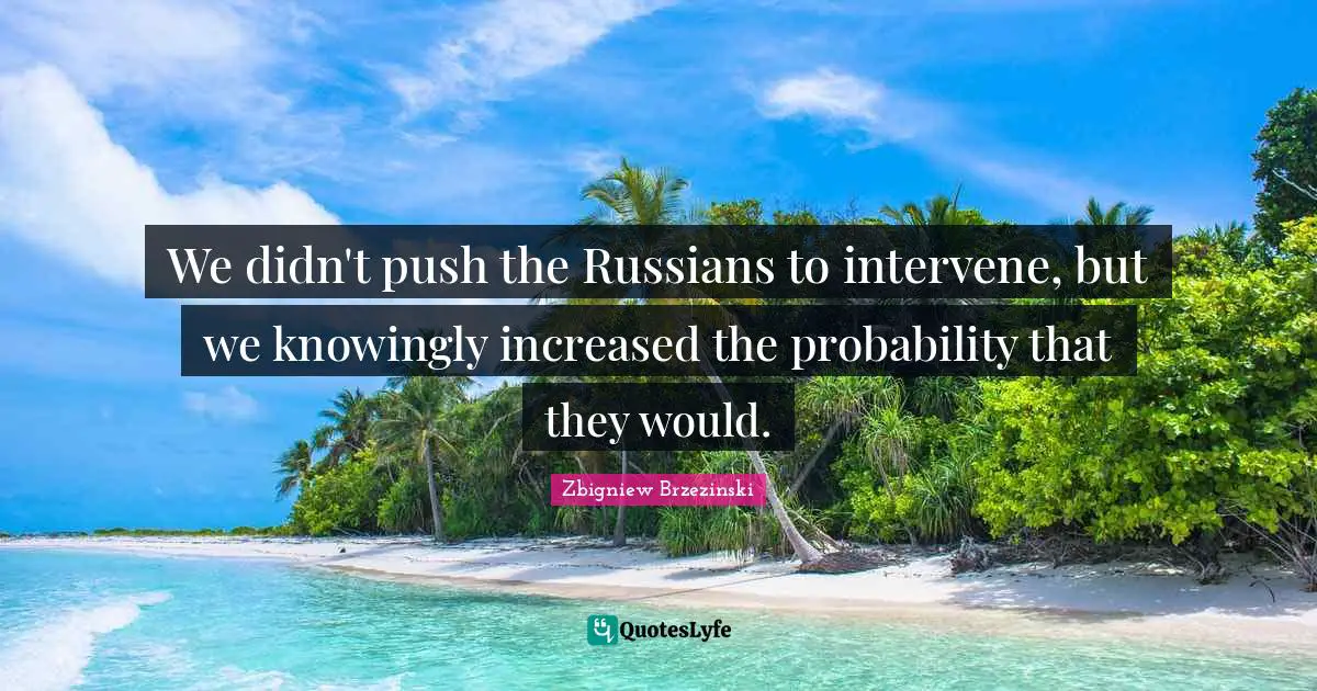 We didn't push the Russians to intervene, but we knowingly increased the probability that they would.