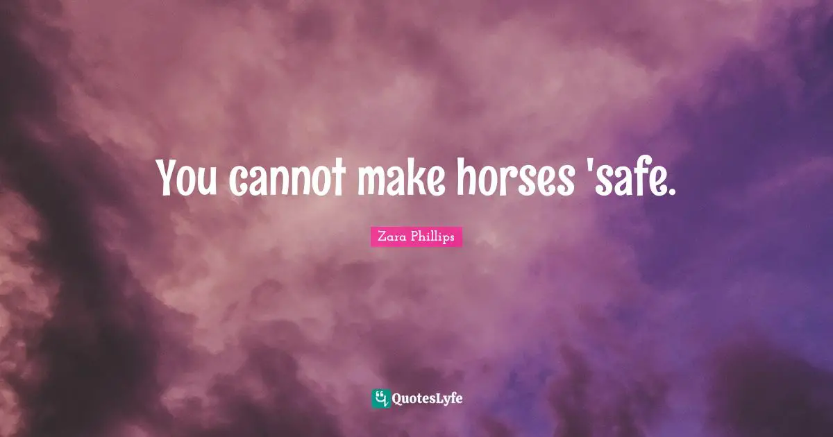 You cannot make horses 'safe.