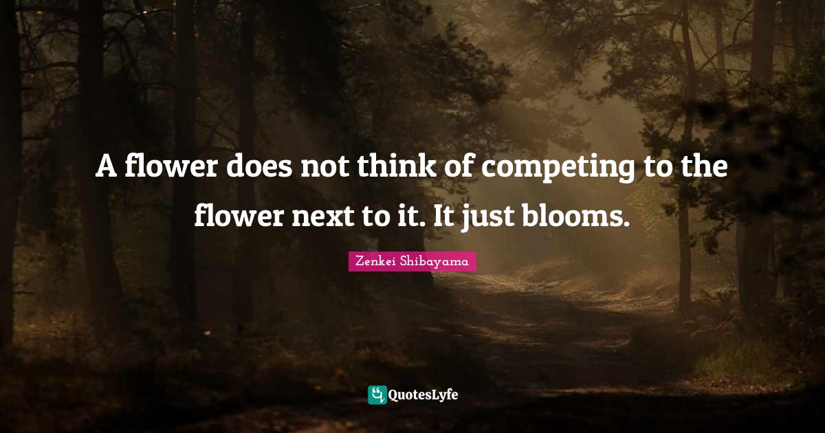 A flower does not think of competing to the flower next to it. It just