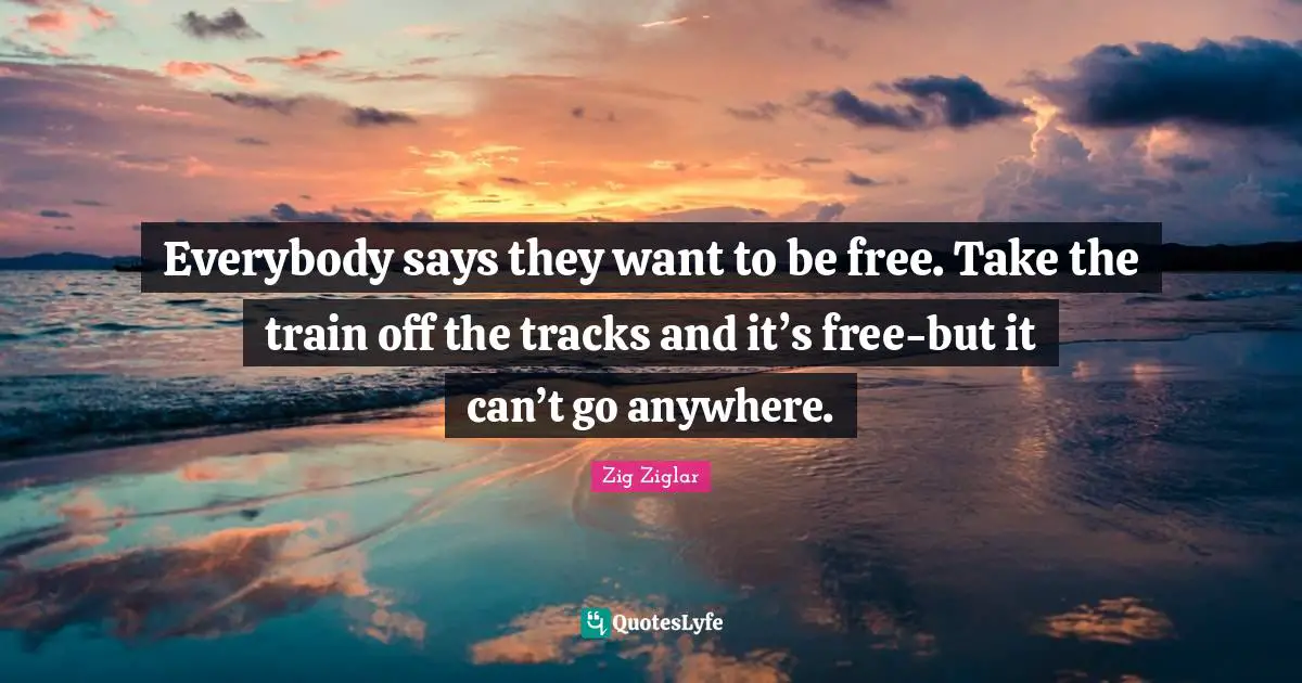 Everybody says they want to be free. Take the train off the tracks and it’s free-but it can’t go anywhere.