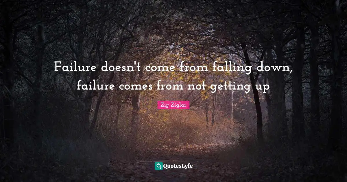 Failure doesn't come from falling down, failure comes from not getting up