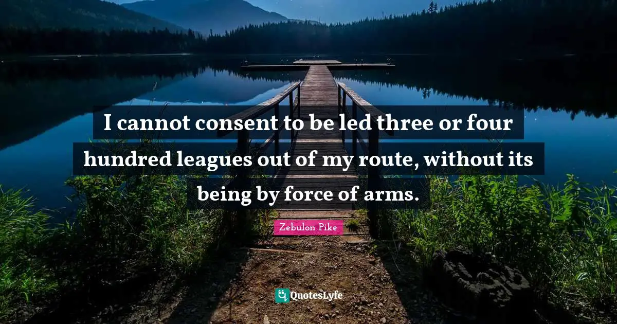 I cannot consent to be led three or four hundred leagues out of my route, without its being by force of arms.