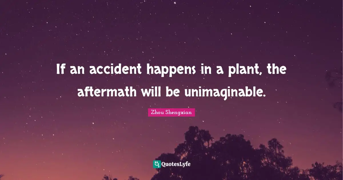 Accidents Happen Quotes: "If an accident happens in a plant, the aftermath will be unimaginable."