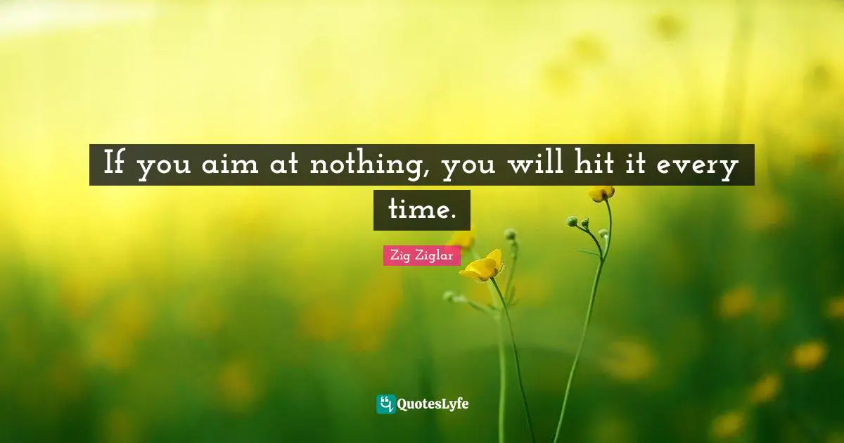 If you aim at nothing, you will hit it every time.