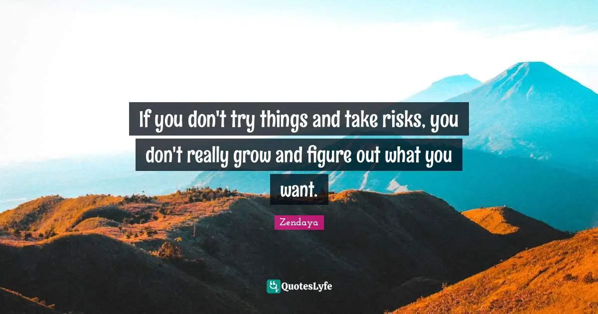 Zendaya Quotes: "If you don't try things and take risks, you don't really grow and figure out what you want."
