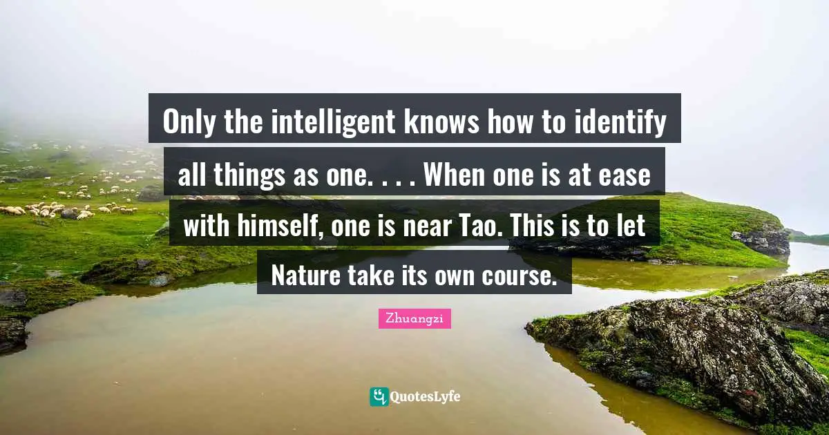 Only the intelligent knows how to identify all things as one. . . . When one is at ease with himself, one is near Tao. This is to let Nature take its own course.