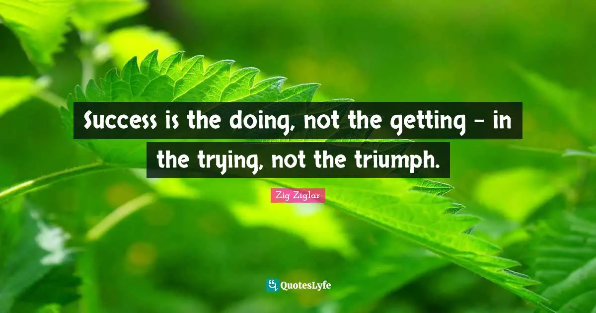 Success is the doing, not the getting - in the trying, not the triumph.