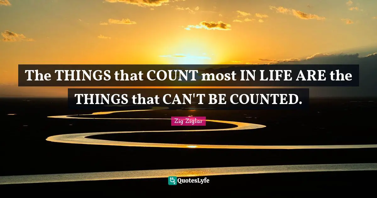 The THINGS that COUNT most IN LIFE ARE the THINGS that CAN'T BE COUNTED.