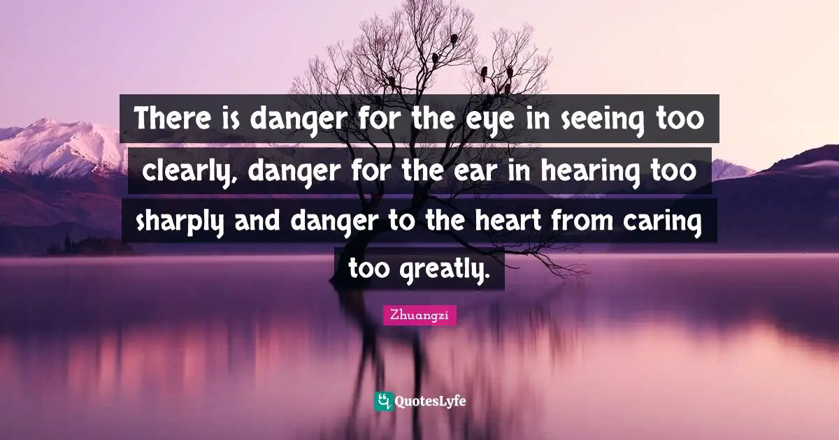 There is danger for the eye in seeing too clearly, danger for the ear in hearing too sharply and danger to the heart from caring too greatly.