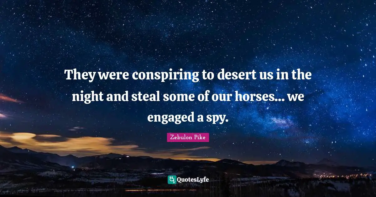 They were conspiring to desert us in the night and steal some of our horses... we engaged a spy.