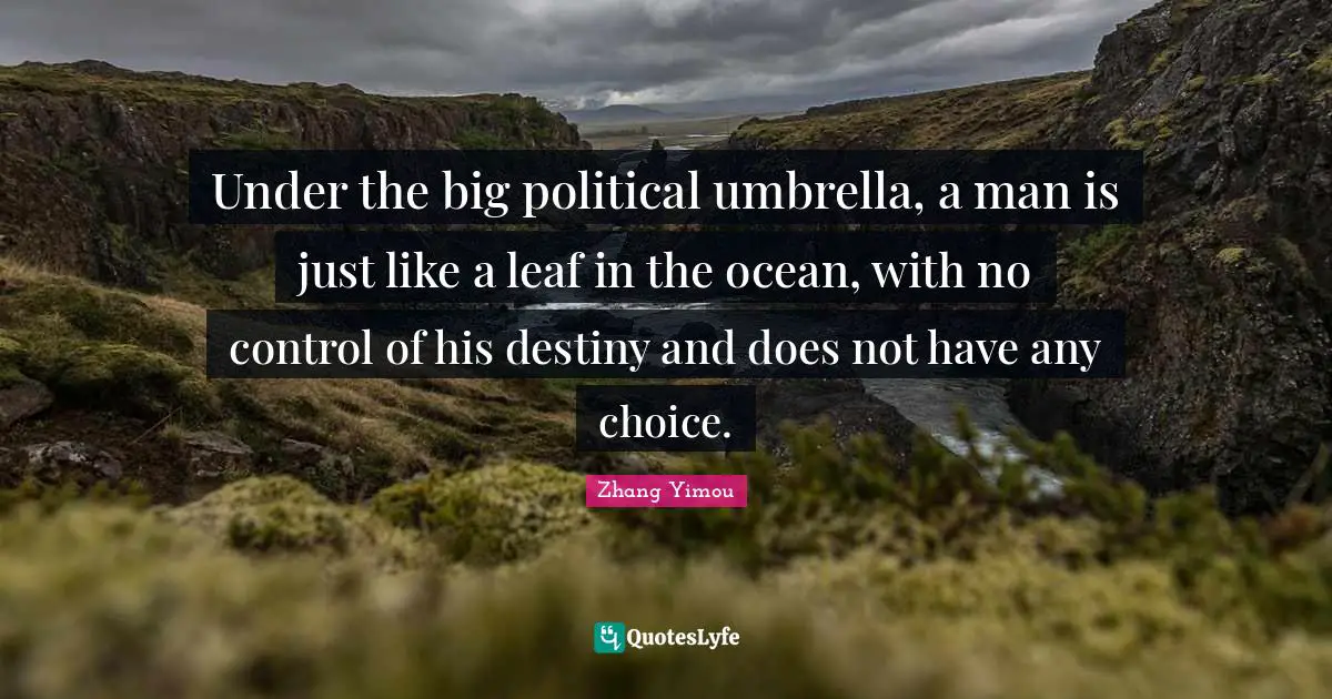 Under the big political umbrella, a man is just like a leaf in the ocean, with no control of his destiny and does not have any choice.