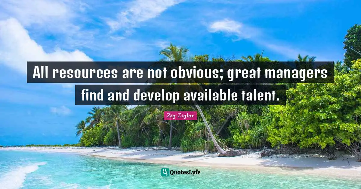 All resources are not obvious; great managers find and develop available talent.