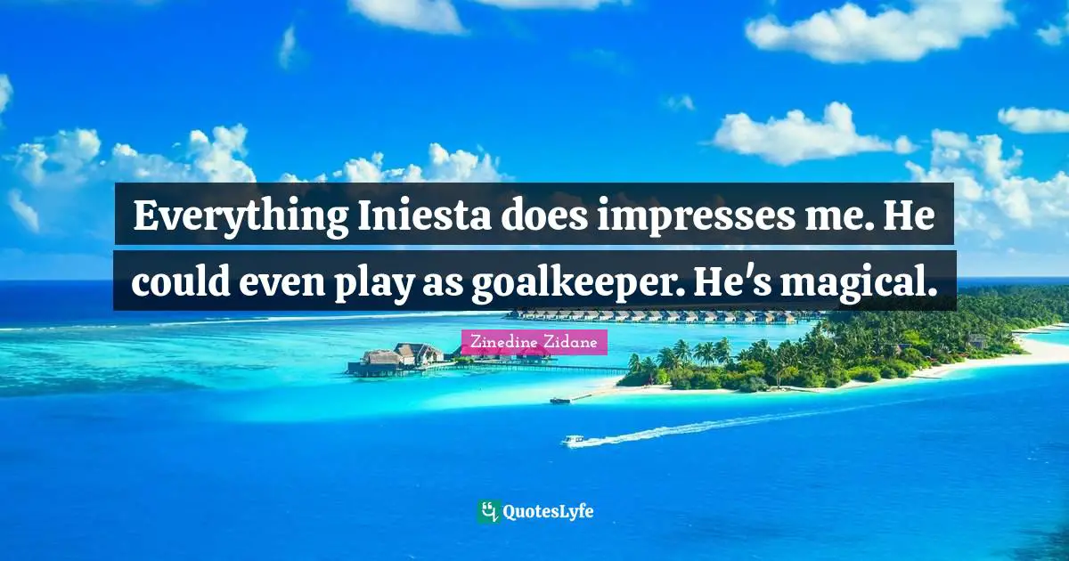 Everything Iniesta does impresses me. He could even play as goalkeeper. He's magical.