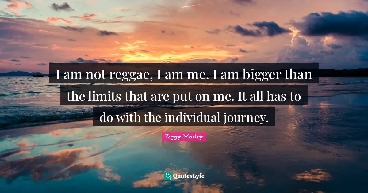 I am not reggae, I am me. I am bigger than the limits that are put on me. It all has to do with the individual journey.