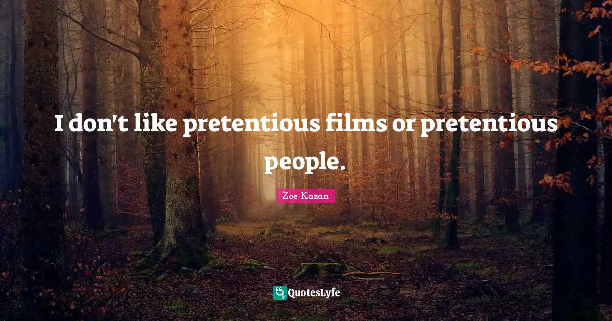 I don't like pretentious films or pretentious people.