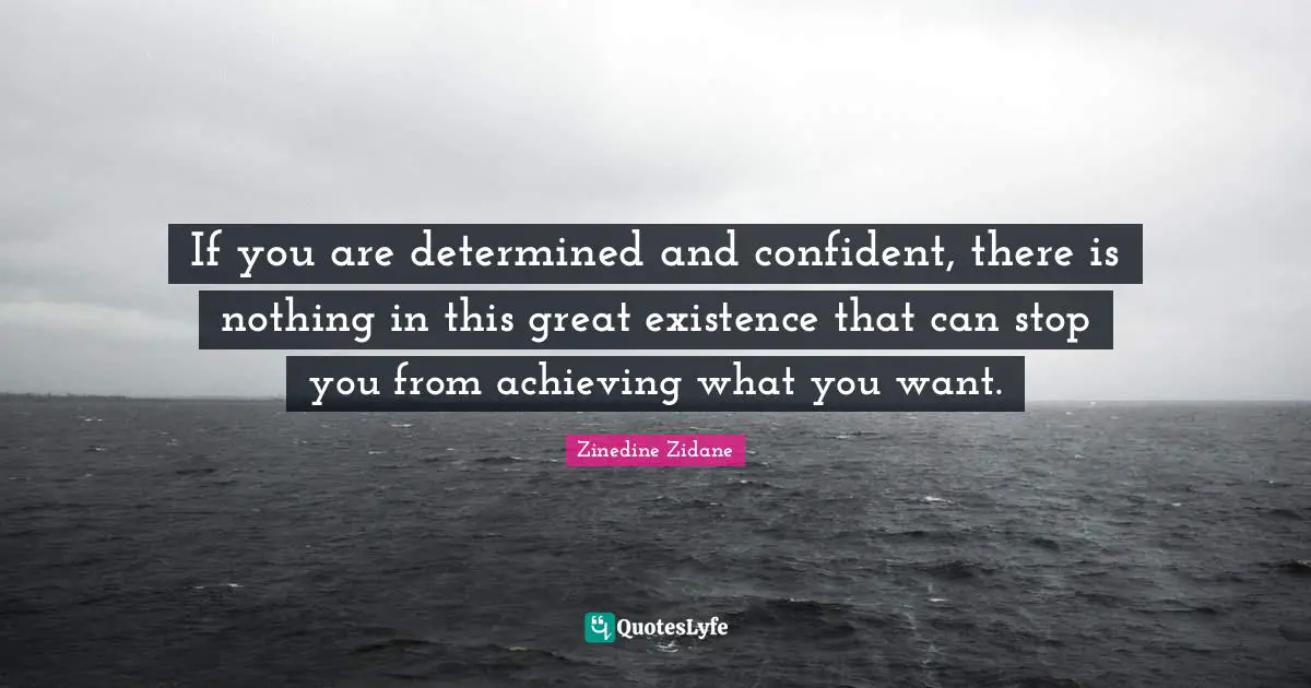 Existence Quotes: "If you are determined and confident, there is nothing in this great existence that can stop you from achieving what you want."