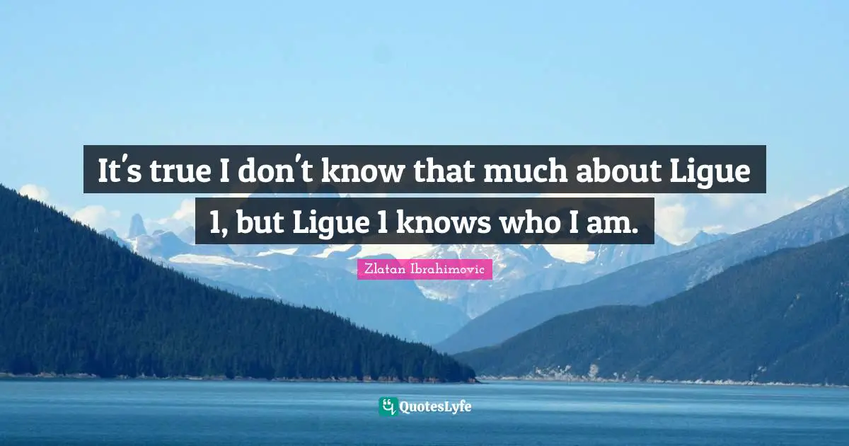 It's true I don't know that much about Ligue 1, but Ligue 1 knows who I am.