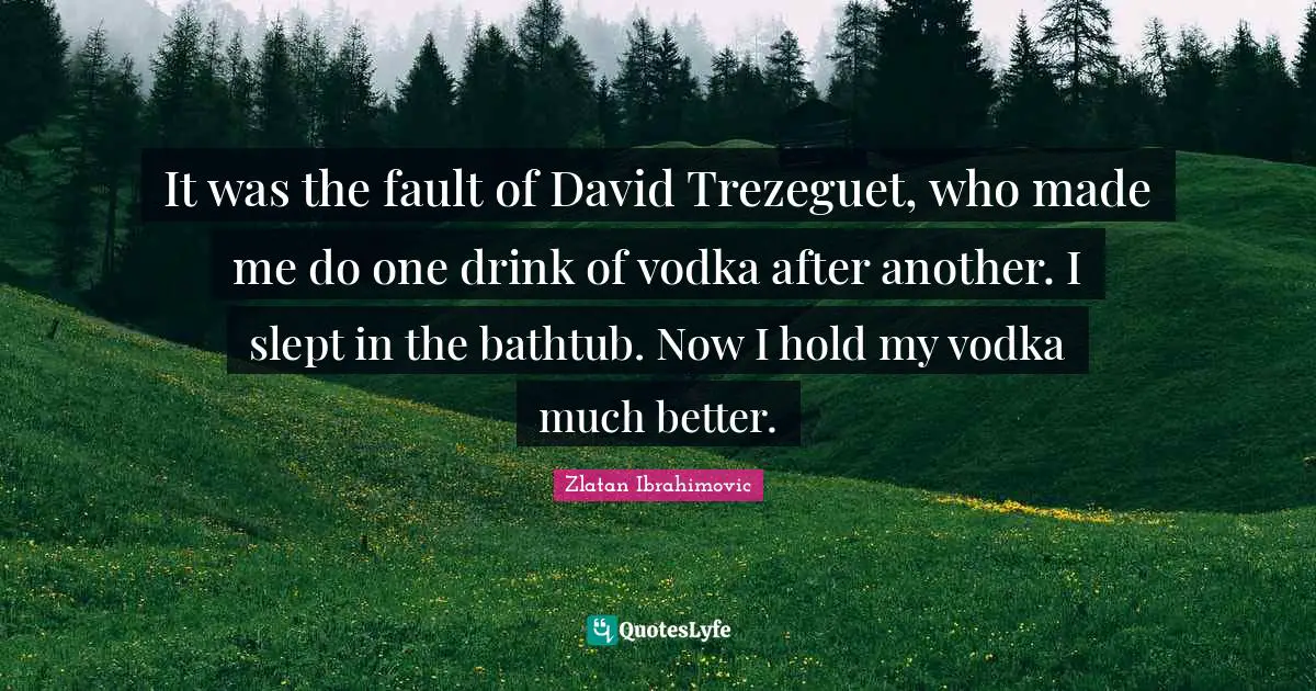 It was the fault of David Trezeguet, who made me do one drink of vodka after another. I slept in the bathtub. Now I hold my vodka much better.