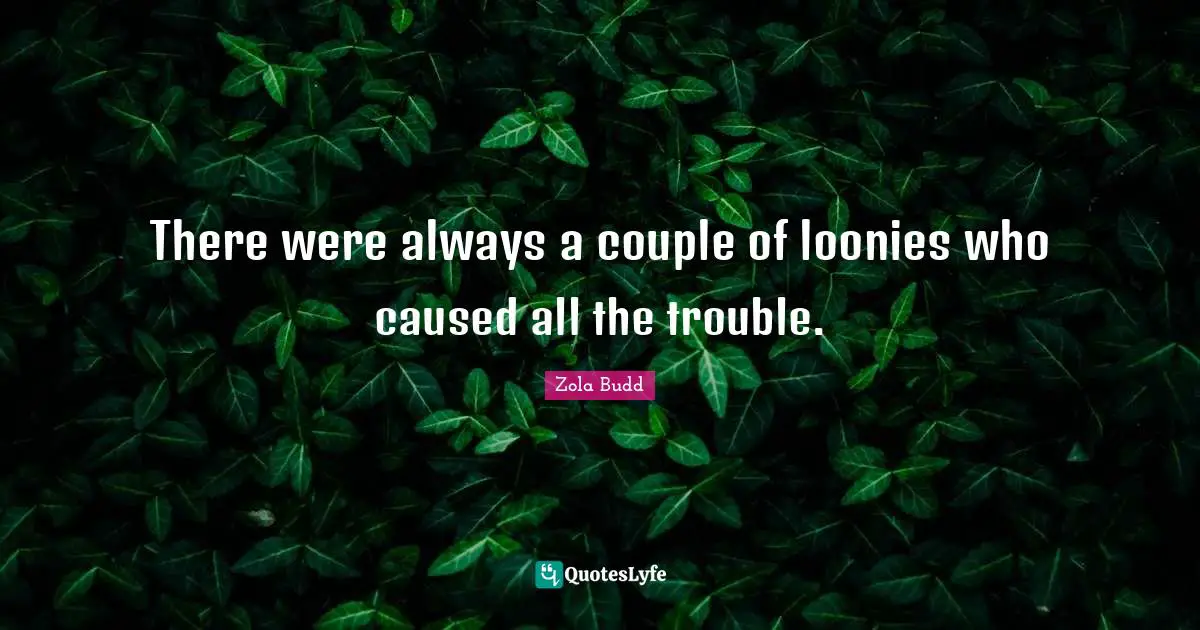 There were always a couple of loonies who caused all the trouble.