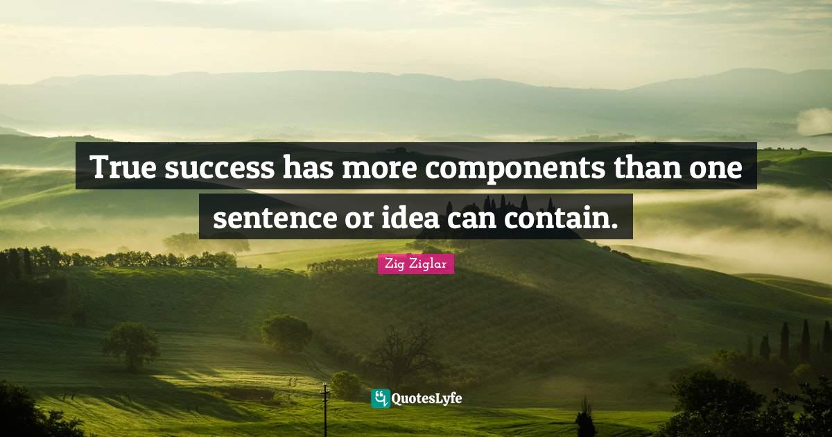 True success has more components than one sentence or idea can contain