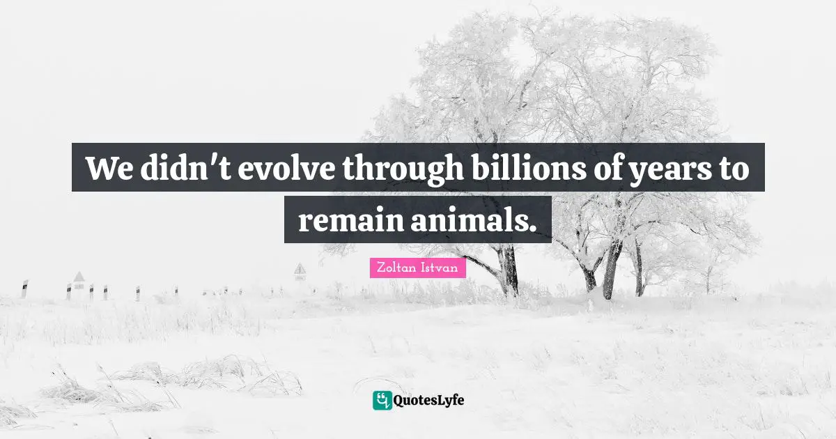 We didn't evolve through billions of years to remain animals.