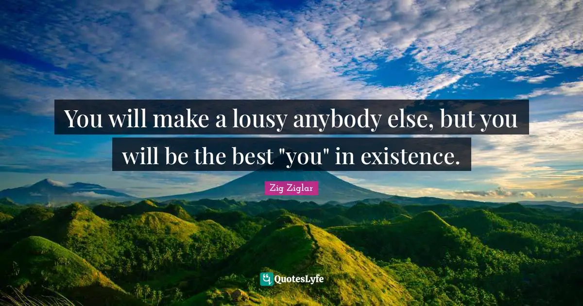 You will make a lousy anybody else, but you will be the best "you" in existence.