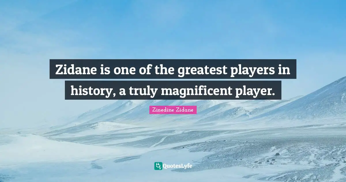 Zidane is one of the greatest players in history, a truly magnificent player.