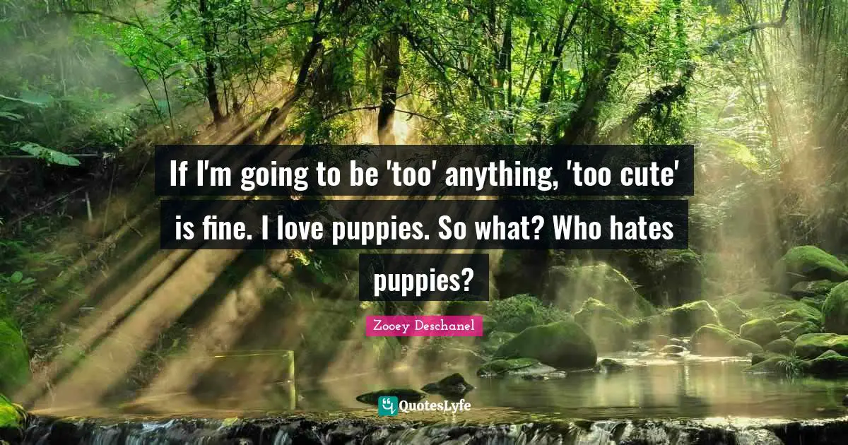 If I'm going to be 'too' anything, 'too cute' is fine. I love puppies. So what? Who hates puppies?