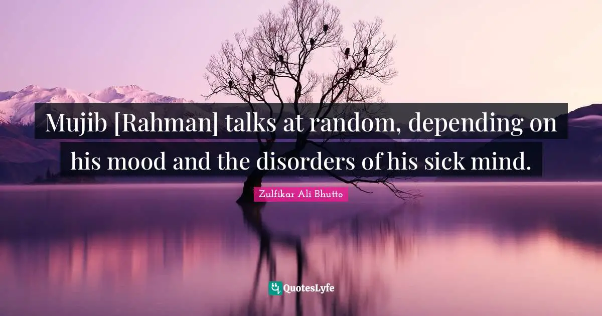 Mujib [Rahman] talks at random, depending on his mood and the disorders of his sick mind.