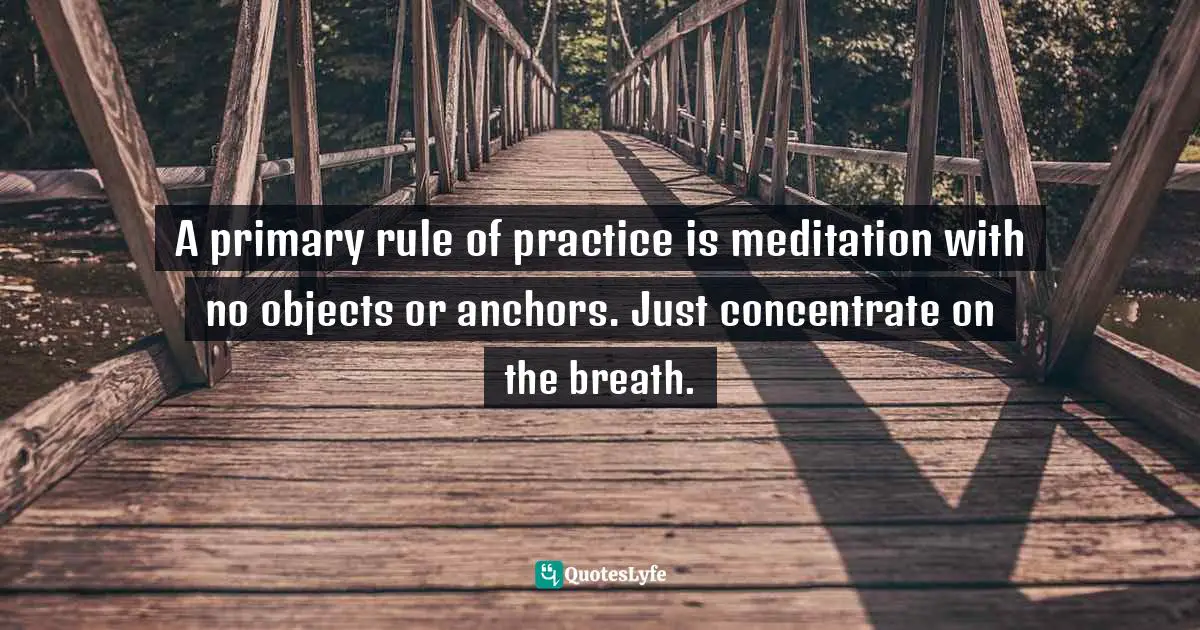 A primary rule of practice is meditation with no objects or anchors. Just concentrate on the breath.