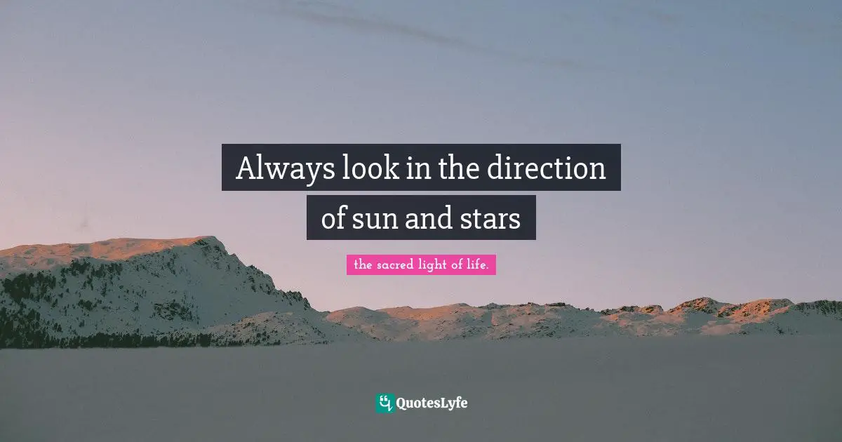 Always look in the direction of sun and stars