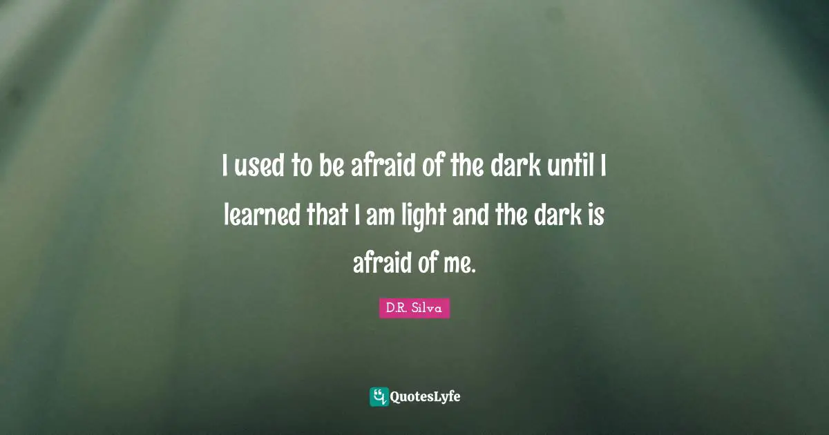 I used to be afraid of the dark until I learned that I am light and the dark is afraid of me.
