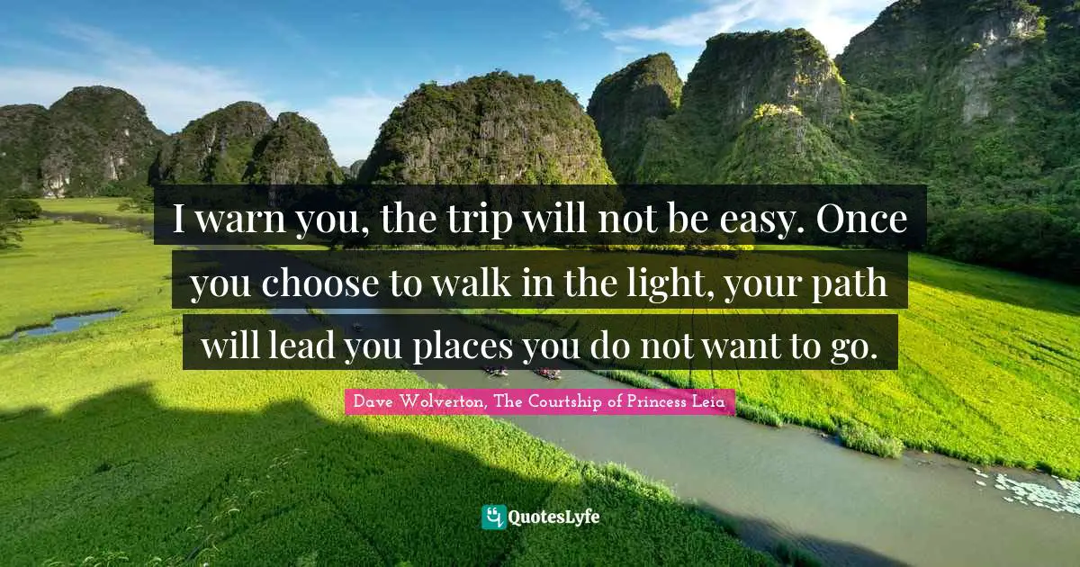 I warn you, the trip will not be easy. Once you choose to walk in the light, your path will lead you places you do not want to go.