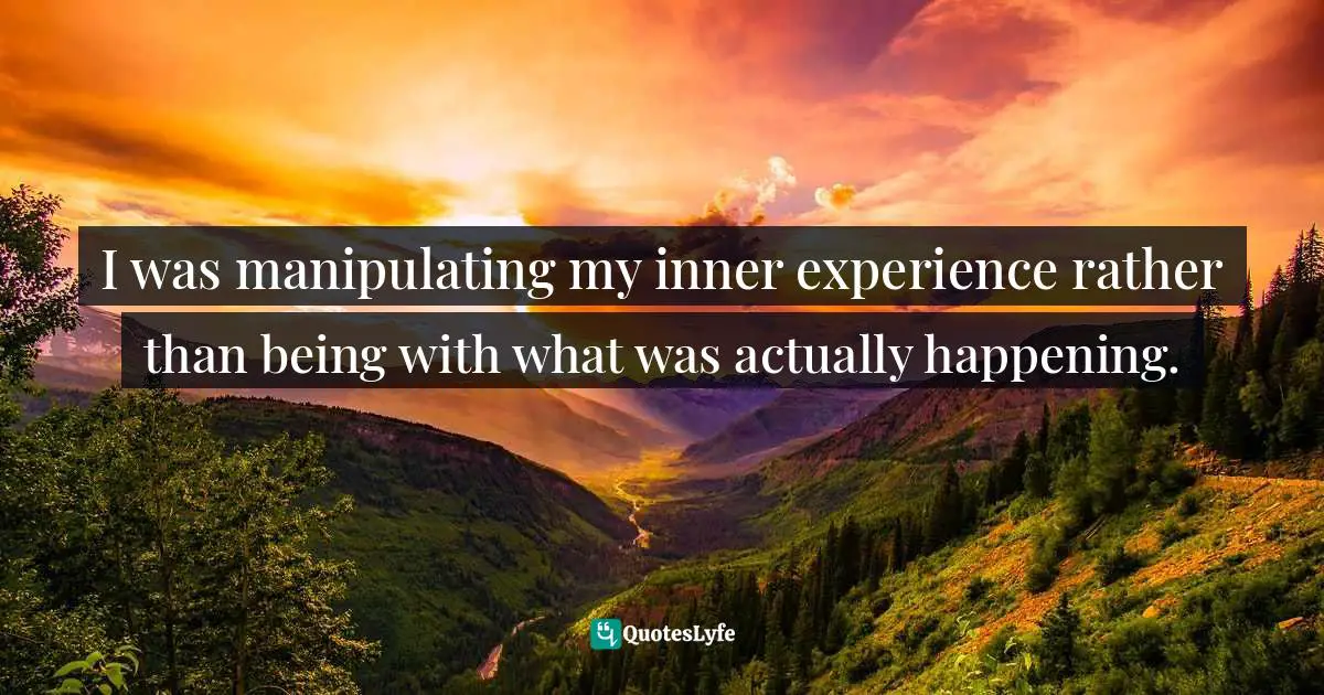 I was manipulating my inner experience rather than being with what was actually happening.